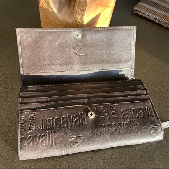 JUST CAVALLI  Brown Leather Wallet Credit Card slots - Picture 4 of 8